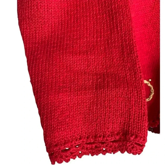 Vintage Kathie Lee Cardigan Sweater Size Medium Red - Picture 6 of 10